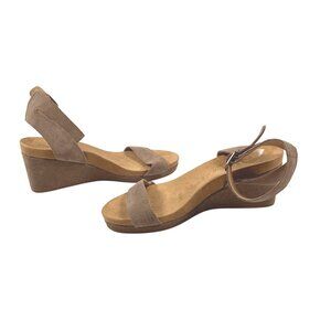 Lucky Brand Karston Suede Wedge Sandals – Tan/Brown | Size: 6.5 M